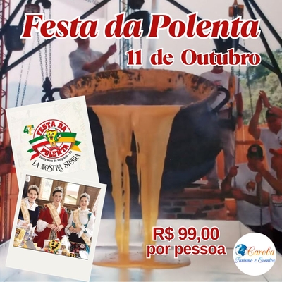 Excursão Festa da Polenta. Embarque em Cariacica - ES